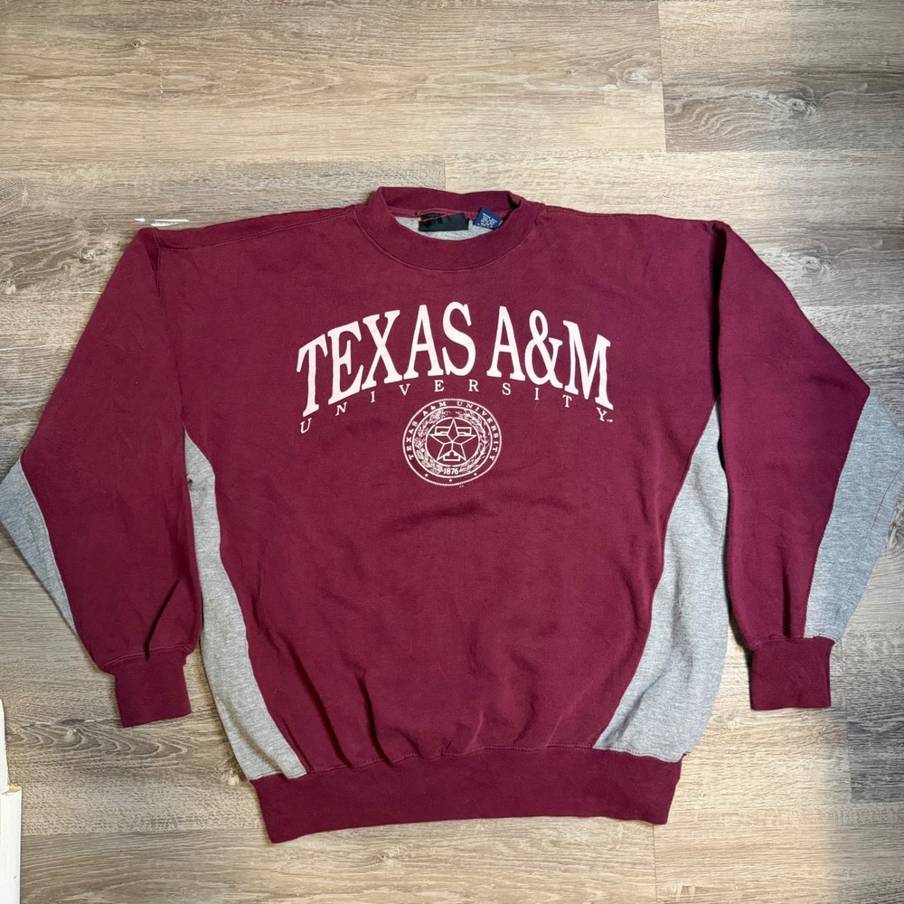 Vintage Texas A&M University Crable Sportswear Maroon Gray Sweatshirt Mens M